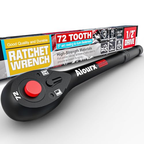 Aiourx 1/2" Drive Ratchet, 72-Tooth Ratchet Handle, 11 Inch Quick Release Reversible Socket Wrench, CR-V Steel, Mechanical Maintenance, Automobile and Motorcycle Repair by Aiourx - Used condition - US$15.83