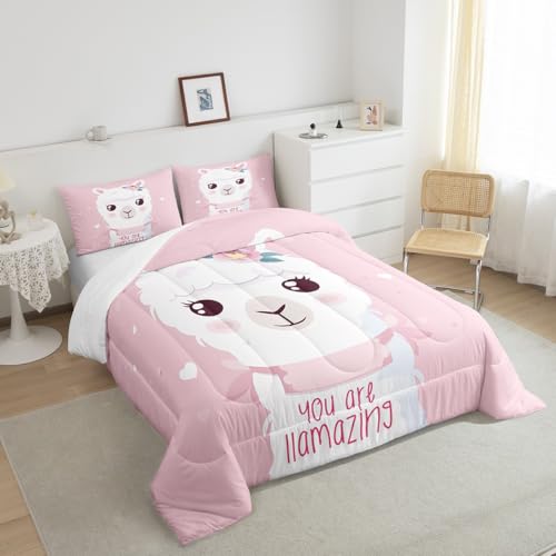 Housse de couette lama rose lit simple : un linge de lit doux qui ne froisse pas - 5