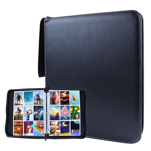 カードファイル 9ポケット 900枚収納 カードバインダー 7*9CM シール バインダー 両面収納 人気 大容量 PU素材 防水 耐久性 手提げ 持ち運びに便利 ポータブルファスナー おしゃれ 名刺フォルダー 遊戯王 野球カード