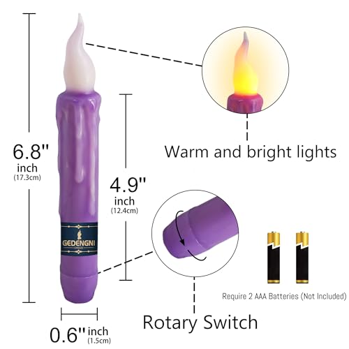 Image of Flameless LED Taper Candles with Remote - 6 inch Battery Operated Taper Candlesticks, Flickering Dripless Window Candles for Mother'Day Wedding Centerpiece Home Decor & Party,4 Pack