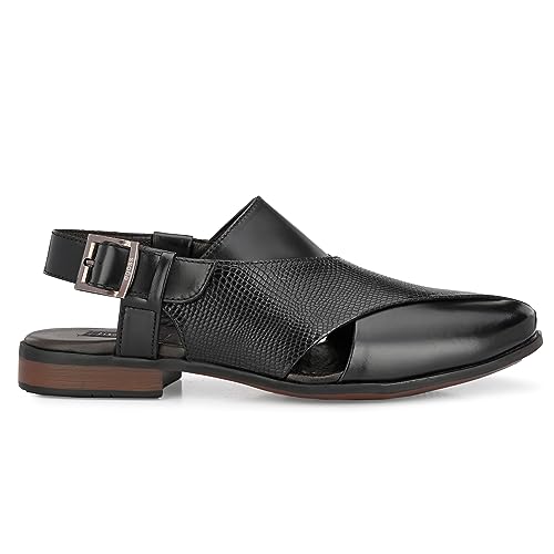 Image of egoss Luxe Premium Genuine Leather Peshawari Sandals For Men-8090