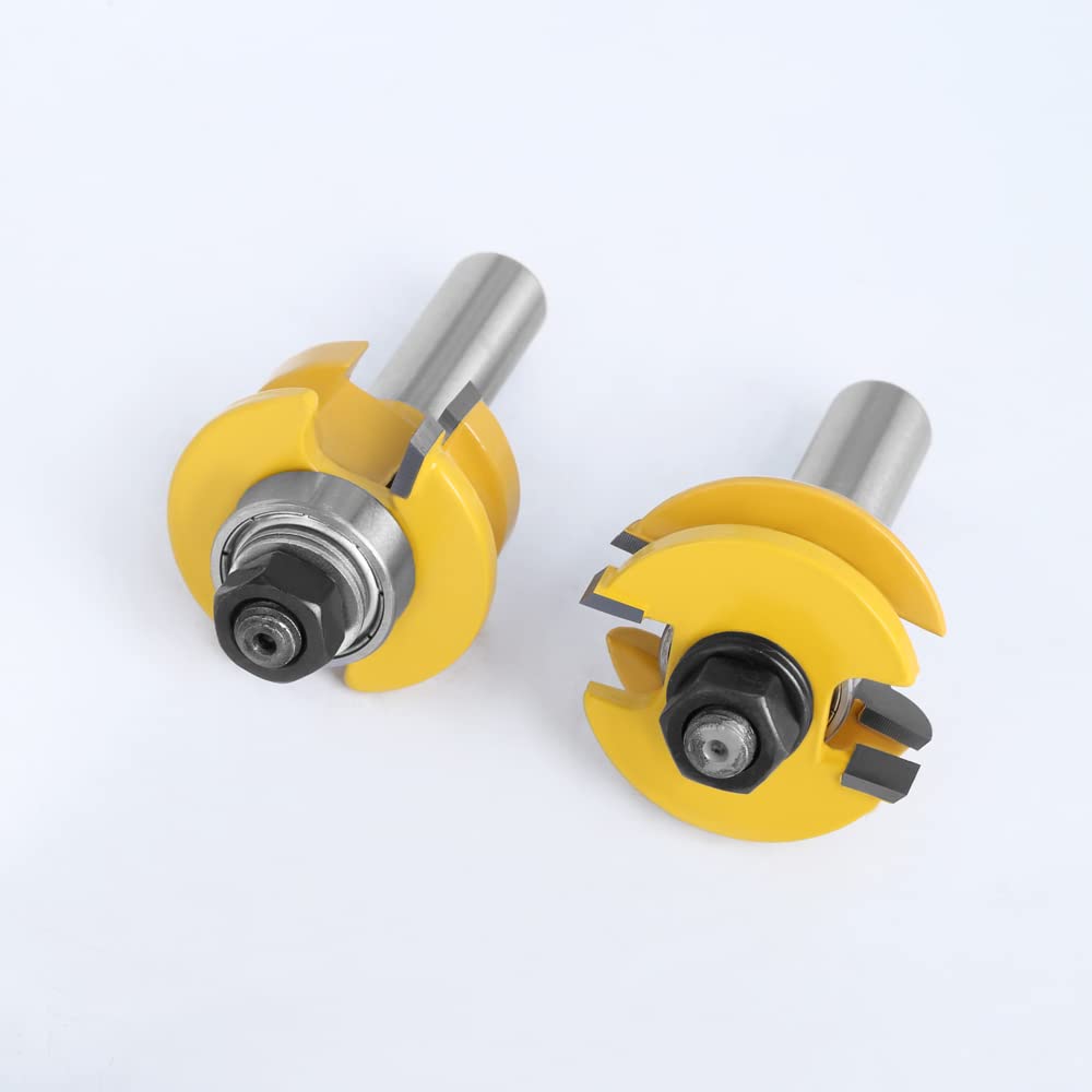 2 pz 12mm 1/2 "codolo Tenone Coltello Punte del Router Set Porta Taglierina di Lavoro Abbinato Lingua Scanalatura T-maniglia Ferroviario Stile Bit(12.7mm shank)
