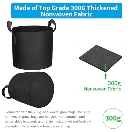 Adorma ORTCI 12 Packs 3 Gallon Grow Bags, Heavy Duty 300G Thickened Nonwoven Fabric Plant Pots thumb #4