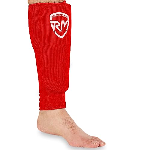 Ringmaster Elastic Shin Pads With Out Instep Leg Guard Cover Kickboxing Karate MMA Thai Martial Arts Training Weightlifting (Large - Image 2