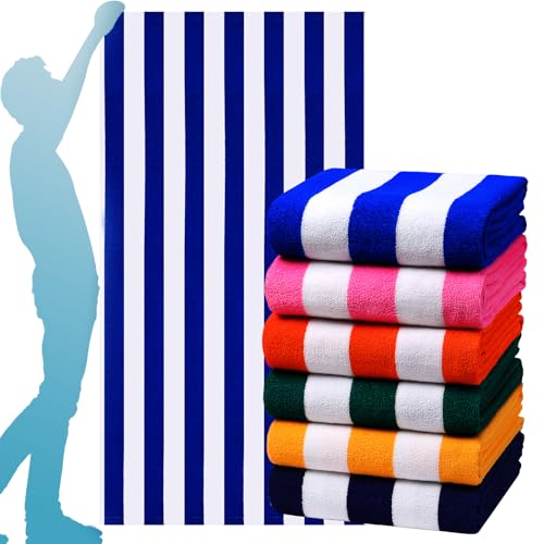 6 Packs Oversized 72x40 Inch Stripe Beach Towel Thin...