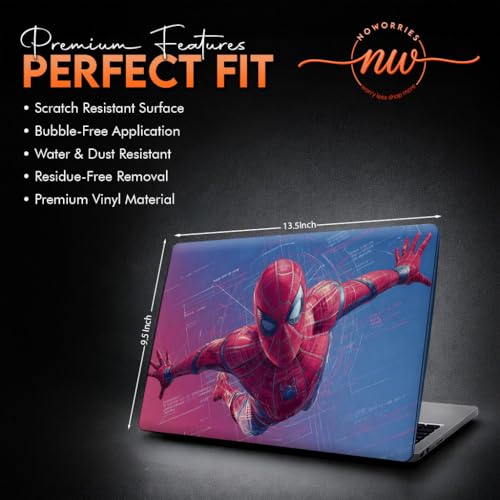 Image of NoWorries Laptop Skin for 15.6 & 14 Inch Laptop | Motivational, Superhero, Sports & Graphic Design Laptop Sticker Wrap | Premium Vinyl Laptop Cover (Spider Men, 13.5 x 9.5inches)