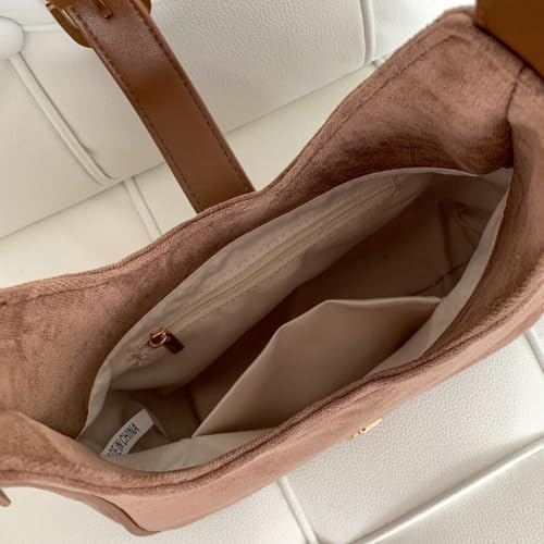 Bolso Retro de Gamuza para Mujer de Hombro, Café miniatura 5