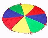 Kids Play Parachute 12ft Kids Sport Parachute with 8 Easy Hold Handles for Team Game