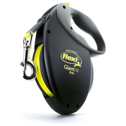 flexi Giant Medium Retractable Dog Leash (Tape), 26 ft, Medium, Black/Neon