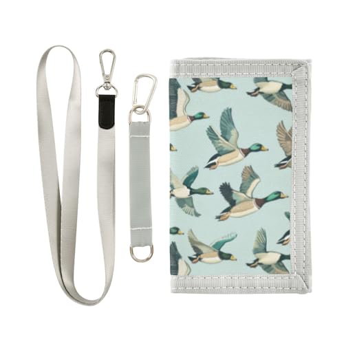 Wusikd Mallard Flying Sky Kids Wallet for Boys Girls Duck Toddler Trifold Wallet Novelty Wallet for Teens Women Men