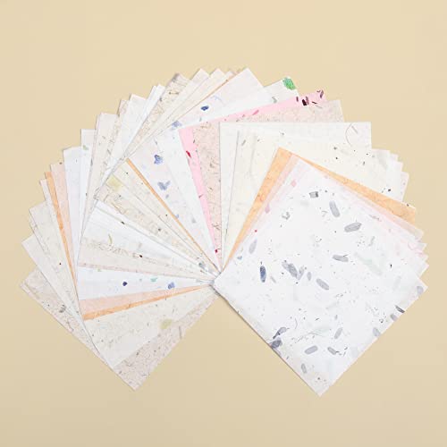 50 Sheets 6 X 6 Inches Natural Fiber Mullberry Tree Square Origami Paper Arts Folding Craft, Decoration Paper, Square Folding Paper Diy Crafts (Tamarind, Rice Straw Etc) #TOP2
