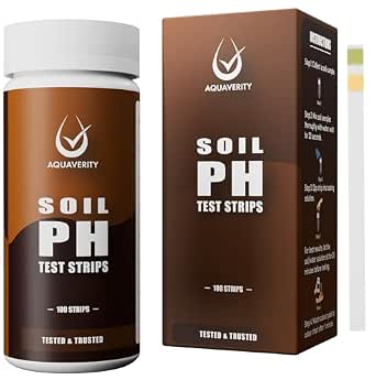 AQUAVERITY Soil Test Kit with 100 pH Test Strips for Quick Analysis