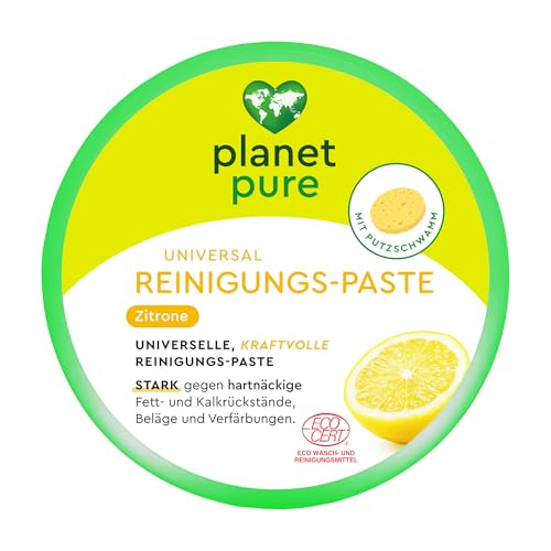 Planet Pure Universal Reinigungs-Paste Zitrone - gegen Fett- und Kalkrückstände, Beläge und Verfärbungen - 99,9% der Inhaltsstoffe sind natürlichen Ursprungs - leichte biologische Abbaubarkeit - 300 g