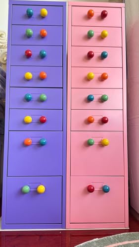 Image of 5 Colors, 1 Each Colorful Ceramic Cabinet Door Handle Wardrobe Drawer Round Ball Single Hole Dressing Tables Furniture Handle Pull (1, 5 Colors, 1 Each red Orange Yellow Green Blue)