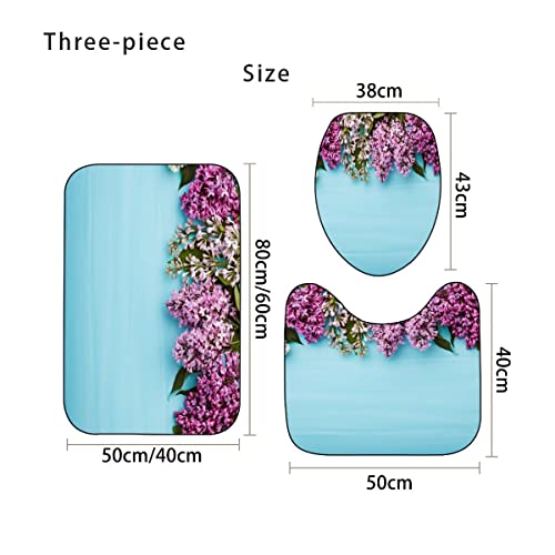 Zifarm Badematte rutschfeste 50x80 cm Türkis Badvorleger-Set 3D Drucken Lila Blume Mikrofaser Flanell Absorbierend… – Bild 3