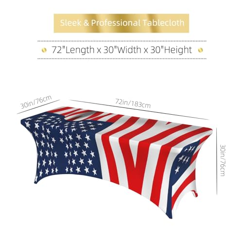 Housse de table extensible rectangulaire motif drapeau américain 1,8m - 7