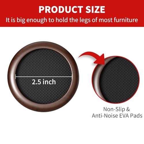 Ezprotekt Φ 63,5 mm Non Slip Wood Furniture Caster Cups - Image 2