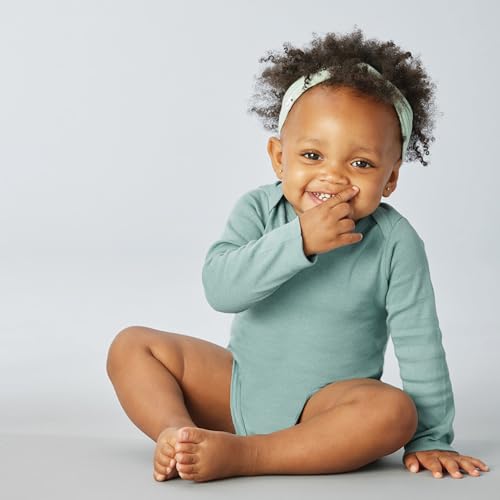 HonestBaby Baby 3-Pack Long Sleeve Bodysuits One-piece Organic Cotton for Infants3