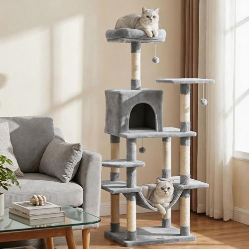Árbol para Gatos Multi-Nivel 58 Pulgadas con Rascadores y Cama miniatura 1