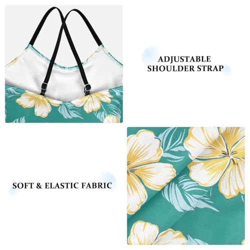 senya Girls Swimsuits One-Piece Swimwear Tie Bathing Suit Beach Summer Round Neck 5-6T Hawaiian Flowers Pattern3