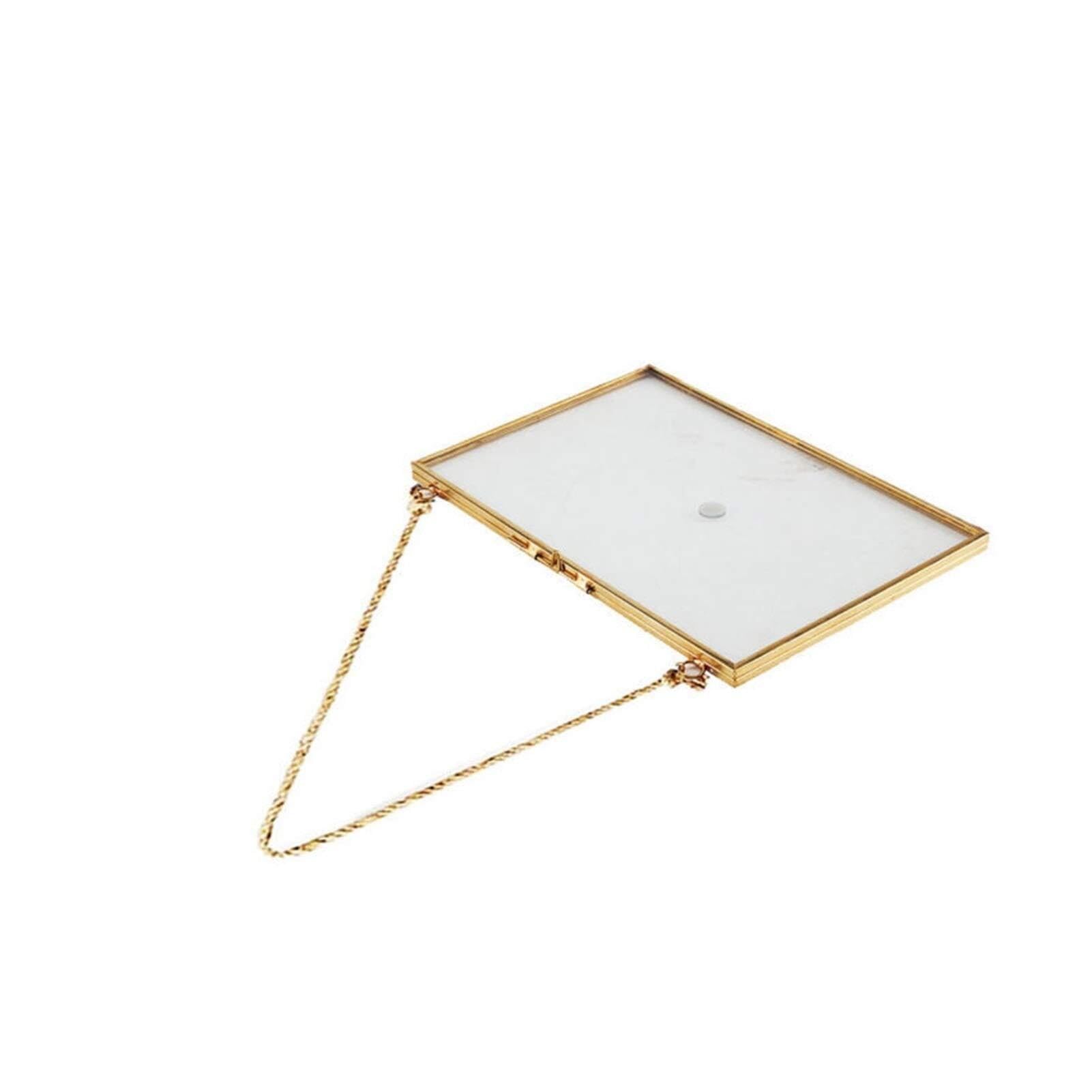 Photo Frames Hanging Photo Frame Metal Glass Retro Double-sided Home Decoration(Gold 20x15cm V)