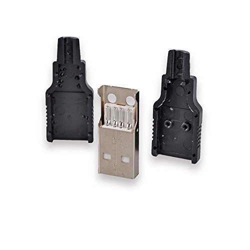 Conwork 10-Pack USB 2.0 Type A Male Socket 4 Pin Plug Connector with Black Plastic Cover