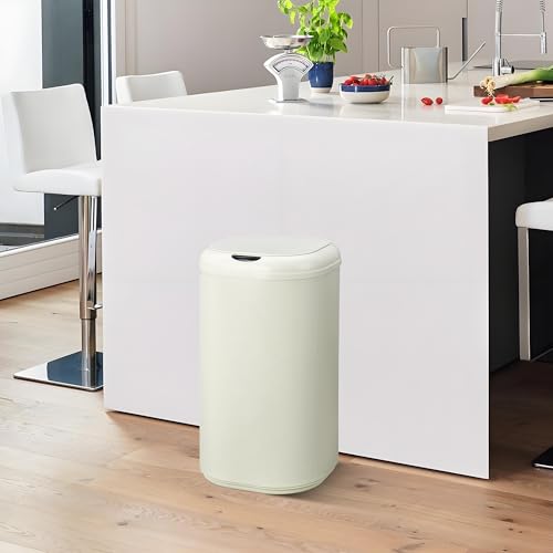 Caneca de basura automática con sensor de movimiento beige 8 gal miniatura 3