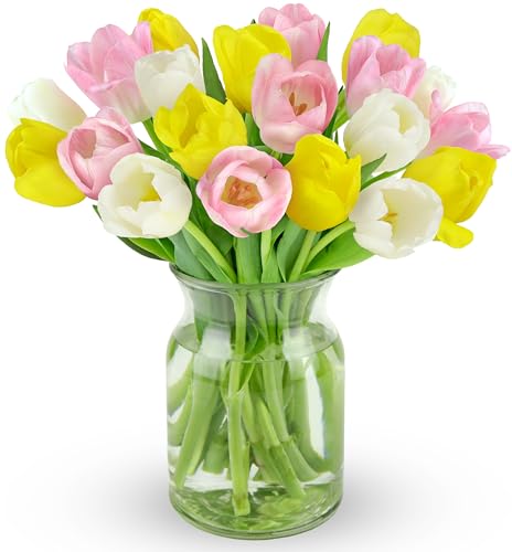 Benchmark Bouquets - Spring Tulips - Yellow, White and Pink