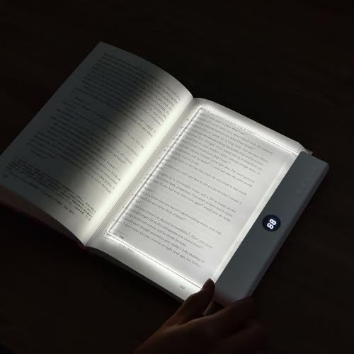 Image of AVEKI Book Light, 3 Colors Flat LED Reading Lights for Books in Bed with Memory Function, Dimming Timer Book Lamp, Rechargeable Bedside Lamps Book Lovers Gifts for Boys and Girls Women Man (Black)