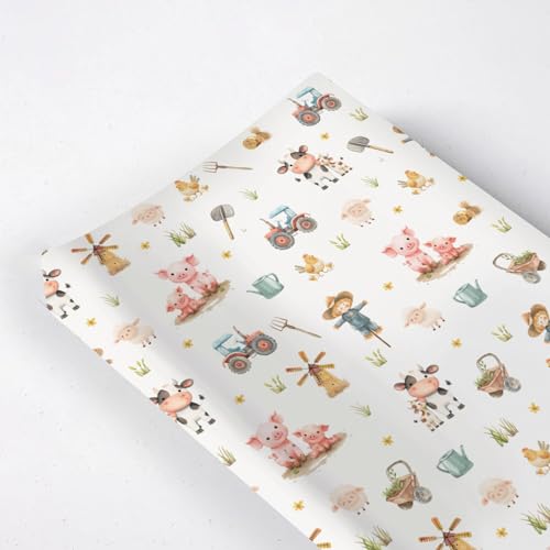 Cartoon Farm Animals Cow Chicken Pigs Sheep Farm Life Tractor Baby Changing Pad Cover,Unisex Farm Nursery Diaper Changing Table Pad Mat Sheet for Boys Girls-16x32