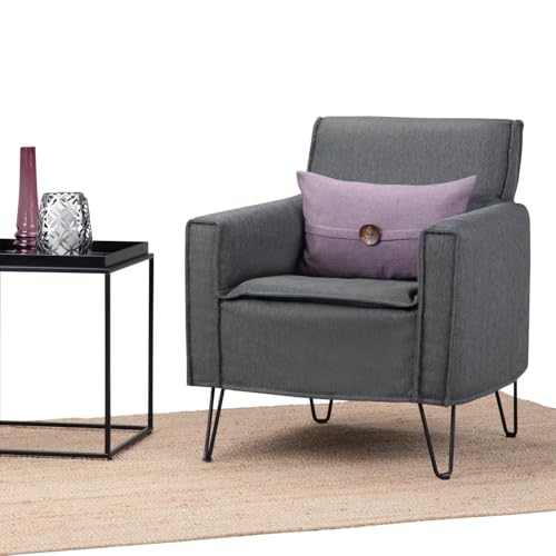Sillón Estilo Moderno Gris con Estructura Metálica miniatura 2