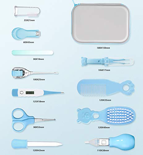 Baby Grooming Kit, 11 in 1 Baby Healthcare Kit Safety Health Care Set with Hair Brush Comb Nail Clipper Nasal Aspirator Baby Thermometer etc for Nursery Newborn Infant Girl Boys Keep Healthy and Clean - Thumbnail 6