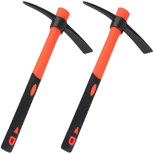 SYUTBOU 2 Stück 38 x 23cm Rot Spitzhacke, Kreuzhacke Klein mit Stiel, Gartenhacke für Gartenm, Boden