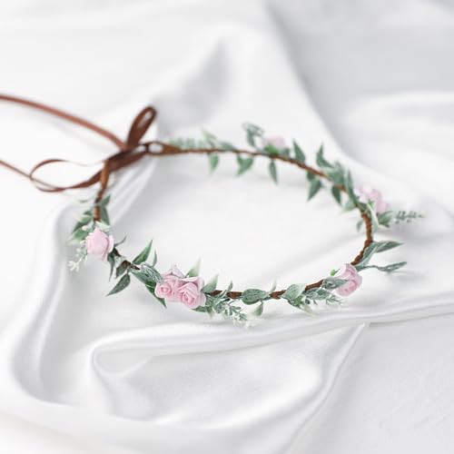 KorViSHOW Women Flower Crowns Fairy Wreath - 6Pcs Green Headdress Renaissance Accessories Set Headpiece for Girls Lady in Bridal Wedding Halloween Party Festival Gifts Photography