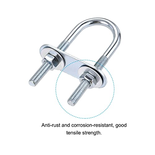 Image of METALLIXITY U Bolts 4 Sets (M6x22x70mm), Round U Bolt Steel with Accessories - for Construction, Pipe