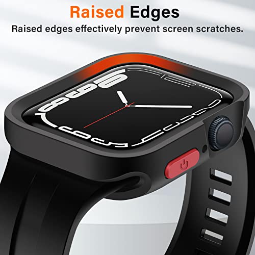 Amizee Rugged Case Compatible With Apple Watch Case Series 8/7 45Mm Series 6/Se/5/4 44Mm, Soft Tpu Shockproof Bumper Drop Proof Protective Cover Compatible With Iwatch - Black #TOP2