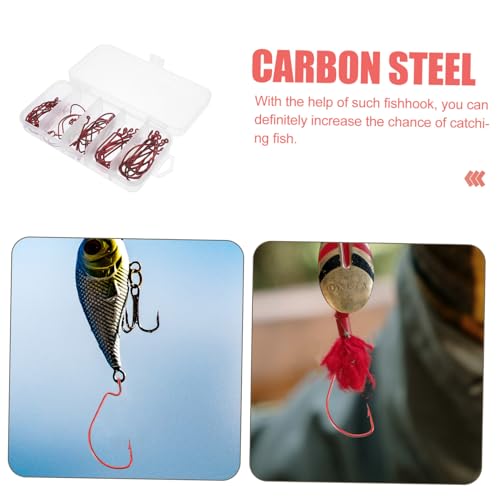Hameçons déportés Mipcase en acier carbone robuste pour pêche technique rouge - 4