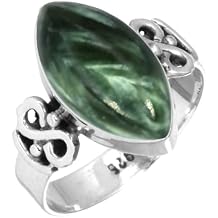 Natural Gemstone Ring For Women Tiger Eye, Lapis, Onyx, Crystal Marquise Boho Genuine 925 Sterling Silver Handmade Jewelry