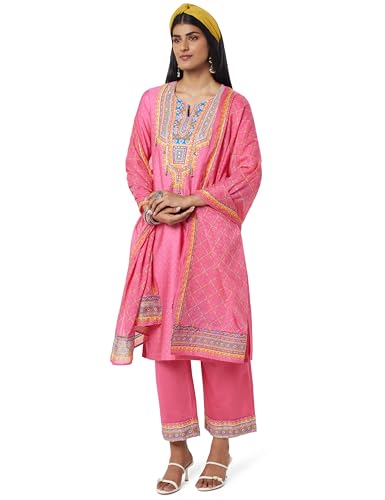 Image of BIBA Women Cotton Straight Suit Set