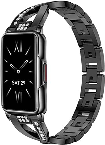 findtime Luxury Black Fitness Tracker Smart Bracelet for Women Stylish Beautiful Diamond Ladies Smart Watch with Pedometer Sleep Message Notification Stainless Steel 1.47" Full Touch Screen