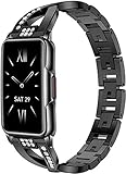 findtime Luxury Black Fitness Tracker Smart Bracelet for Women Stylish Beautiful Diamond Ladies Smart Watch with Pedometer Sleep Message Notification Stainless Steel 1.47' Full Touch Screen