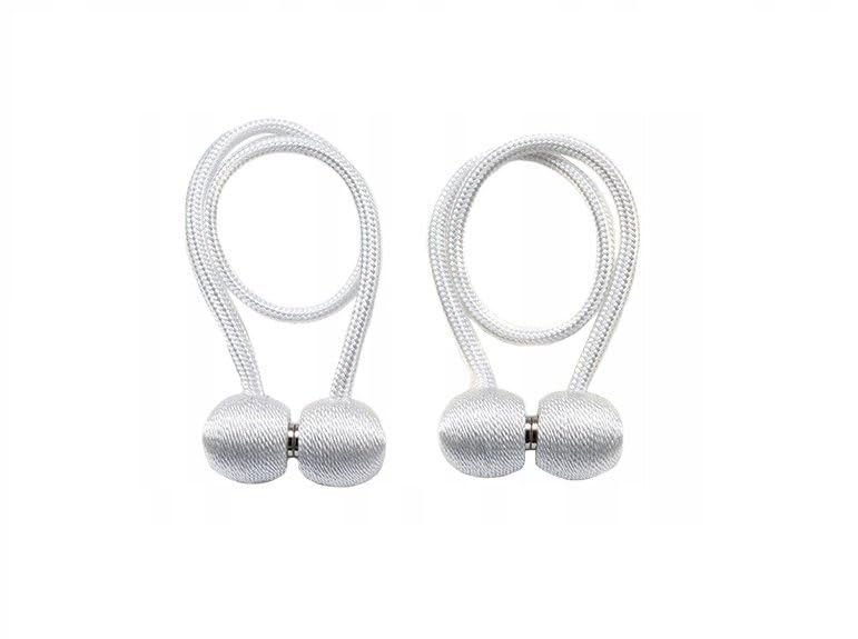 Image of Home Cloud Magnetic Curtain Tiebacks Curtain Drape Holdbacks Clips Rope Holder Buckles for Home Bedroom Office (1 Pair 2pcs, Silver