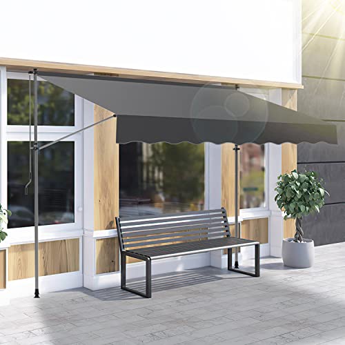 Ansobea Klemmmarkise 400cm mit Handkurbel Balkon,Grau Balkonmarkise ohne...