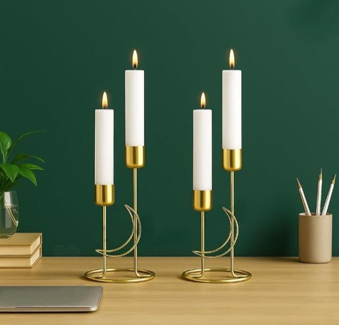 Luxury Golden Metal Candle Holder Stand – Moon Design Taper … Luxury Golden Metal Candle Holder Stand – Moon Design Taper …
