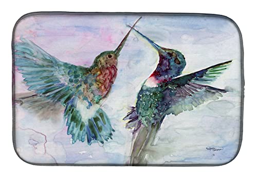 Caroline's Treasures 8968DDM Hummingbird Combat Dish Drying Mat Absorbent Dish Drying Mat Pad for Kitchen Counter Dish Drainer Mat for Countertop, 14 x 21