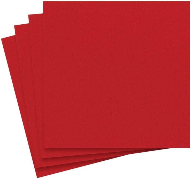 Caspari Paper Linen Solid Guest Towel Napkins in Red - Four Packs of 12