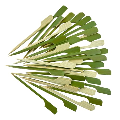 FCALIVV 100 Pcs 3.5 inch Green Bamboo Skewers for Appetizers, bamboo toothpicks, wooden toothpicks, cocktail toothpicks, cocktail picks, wooden skewers, skewer sticks, Optional sizes 3.5