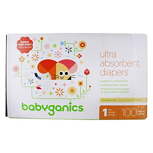 BabyGanics - Pañales ultra absorbentes Etapa 1 (8-14 lbs. - 100 Pañales