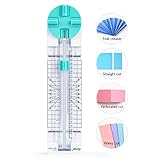 ecraft ペーパートリマー クラフトペーパーカッター 4スタイル 多機能スクラップブックツール ダイヤルブレード付き ストレート、ウェーブ、ドット、ミシン目、折り目加工、紙、クーポン、写真、はがき、スクラップブック、カード用 マルチカラー