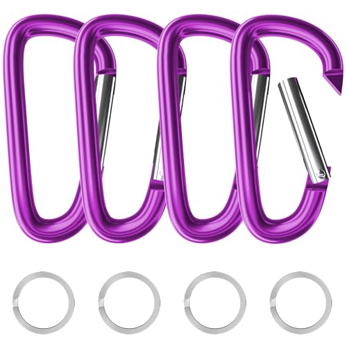 Image of sprookber 4 inch & 5 inch Extra Large Aluminum Carabiner D Ring, Caribeener Clips, Spring Snap Hook for Keychain Clip, Set of 4